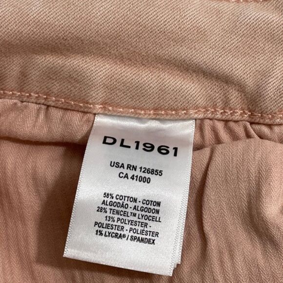 NWT DL1961 Hepburn Wide Leg High Rise Vintage Bellini Pink‎ Raw Hem Jeans Sz 20W - Picture 5 of 8